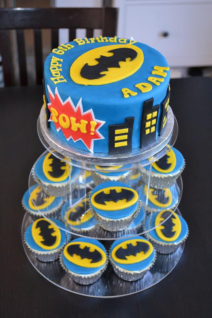 Batman Cake and Batman Cupcakes