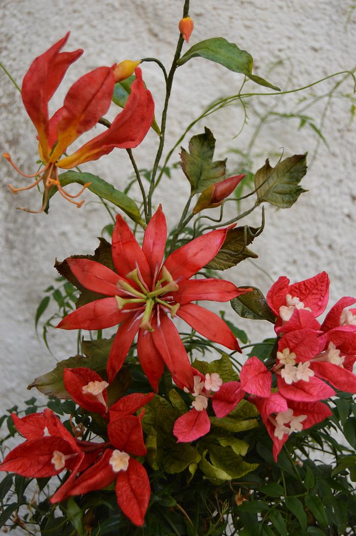 Red exotic flowers bouquet