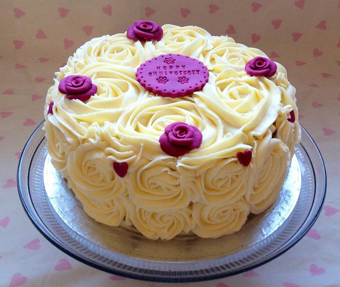 Anniversary Lemon Buttercream Rose Swirl Cake