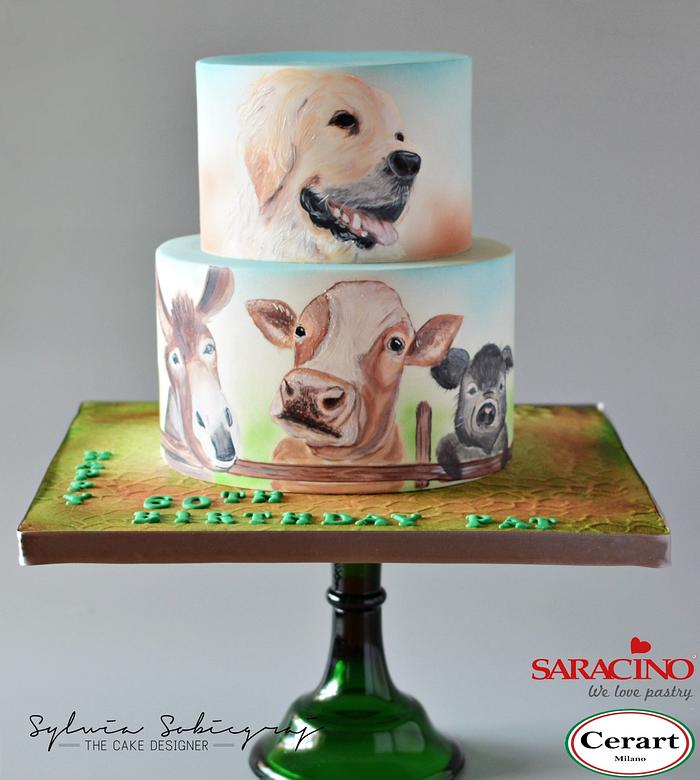 Hand painted cake for a farmer