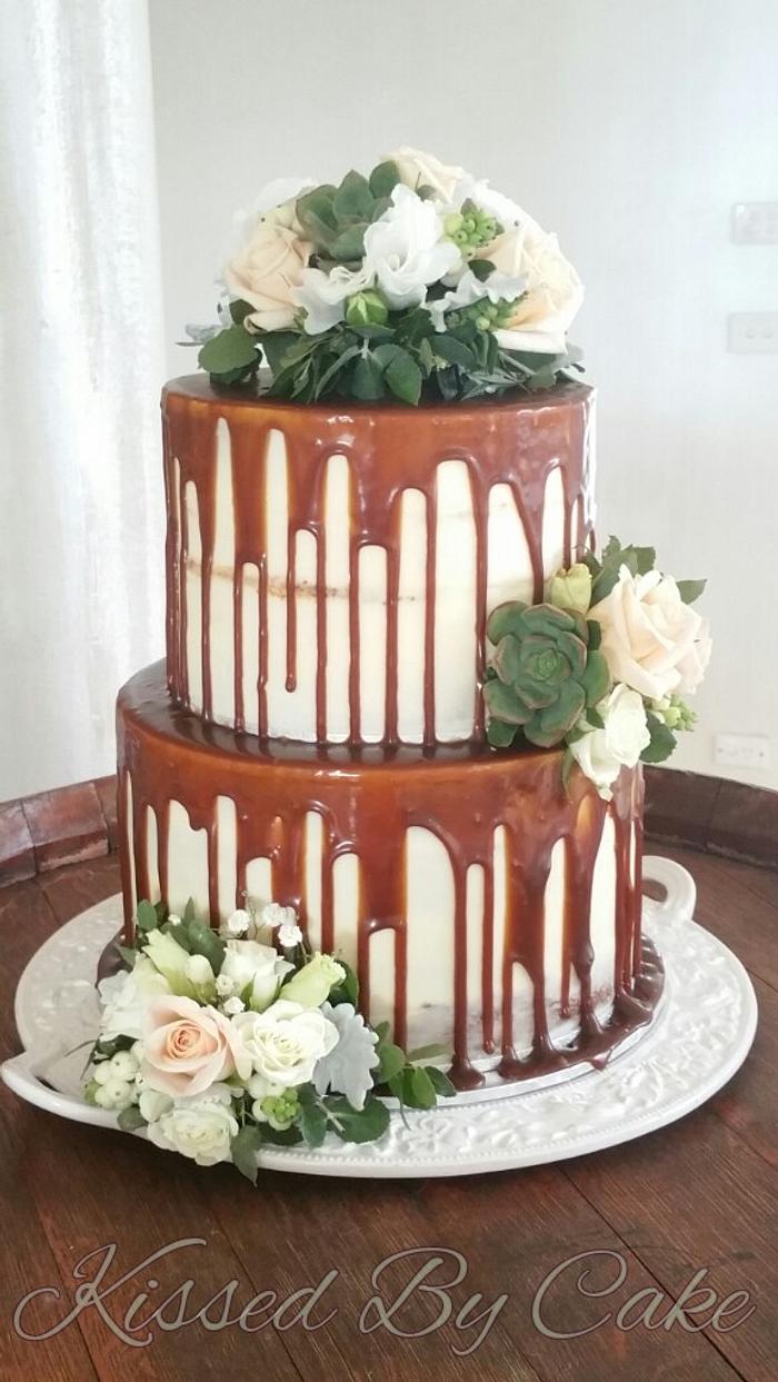 Caramel Drip Wedding Cake 