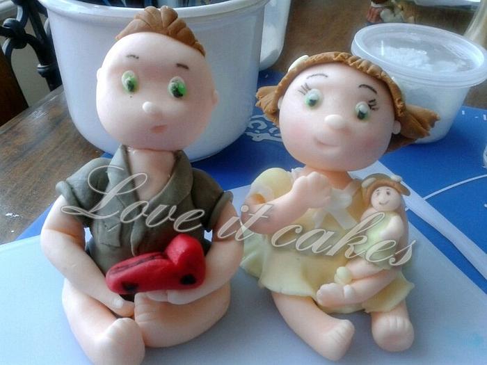 brother and sister cake topper
