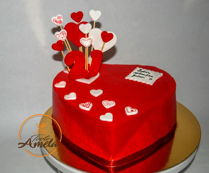red heart cake