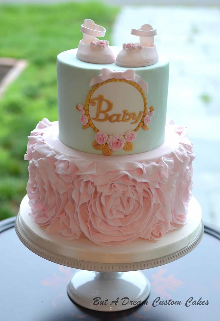 Pink and Mint Baby Shower Cake