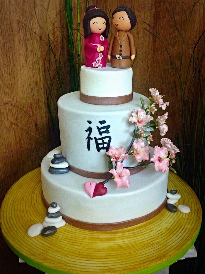 Japanese theme wedding cake