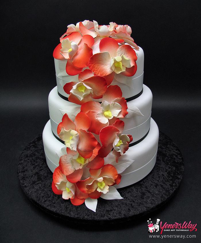 Wedding Cake with Orange Flowers