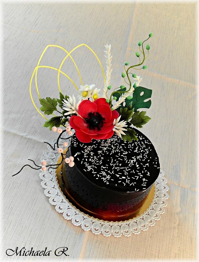 Flower chocolate cake