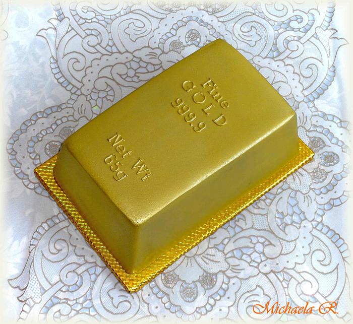 Gold bars cake for 65th birthday