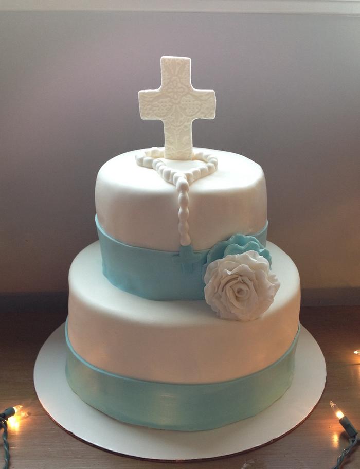 Tiffany blue confirmation cake