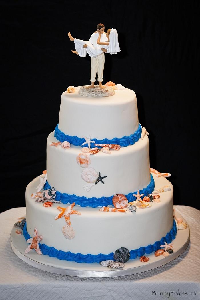 Beach Themed wedding cake