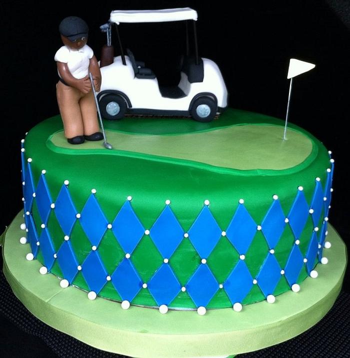 Golfer and Cart Cake