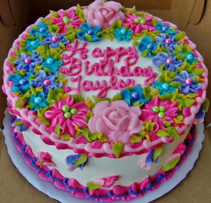 Teen floral cake in buttercream