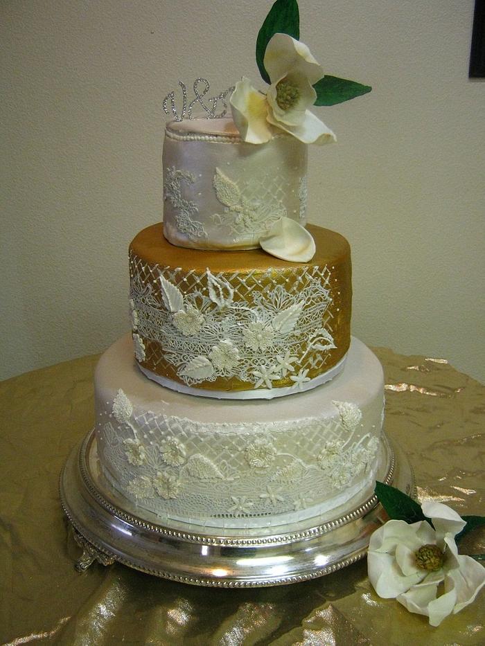 Wedding cake in a Faye Cahill Design