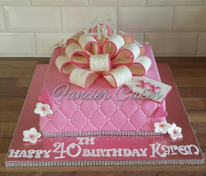 Present bow birthday cake
