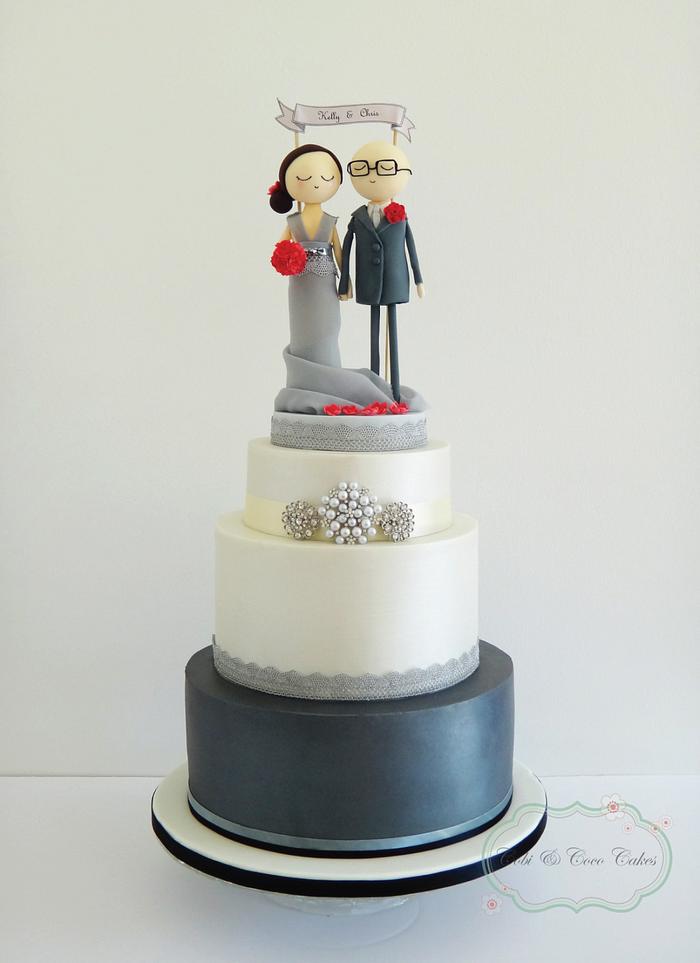 Grey Shimmer Wedding Cake