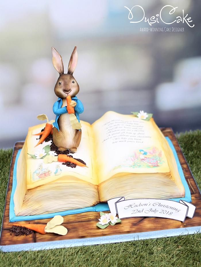 Peter Rabbit Open Book Christening Cake