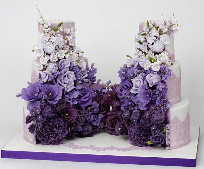 2 halves lilac, violet and lavender cake