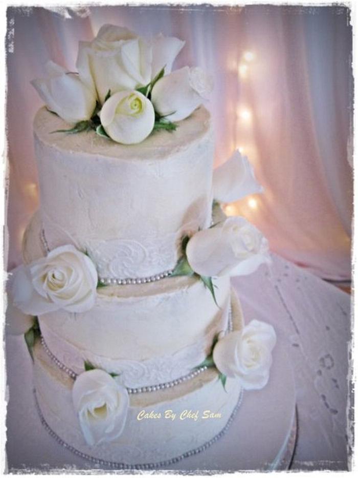 Rustic Edible Lace wedding cake