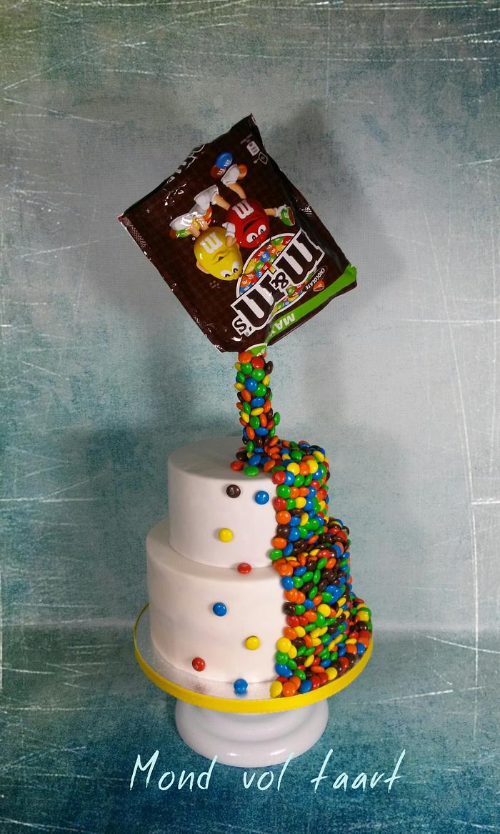 Gravity defying M&M's cake