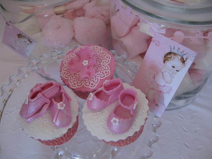  Vintage baby shoes  cupcakes.