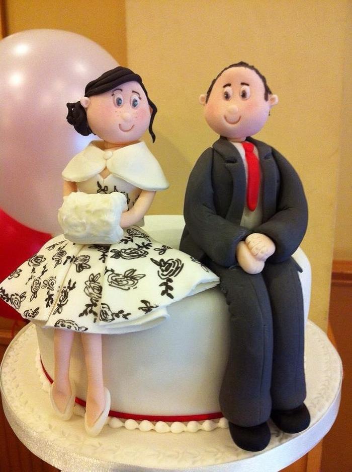 Bride and groom cake topper