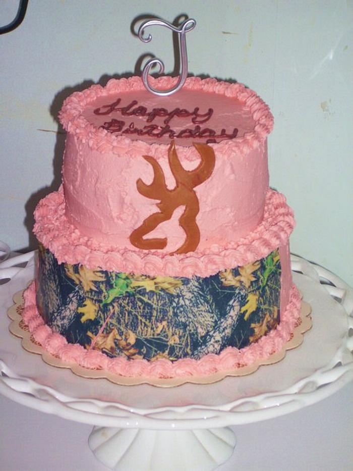 Camo Browning Deer Pink Cake