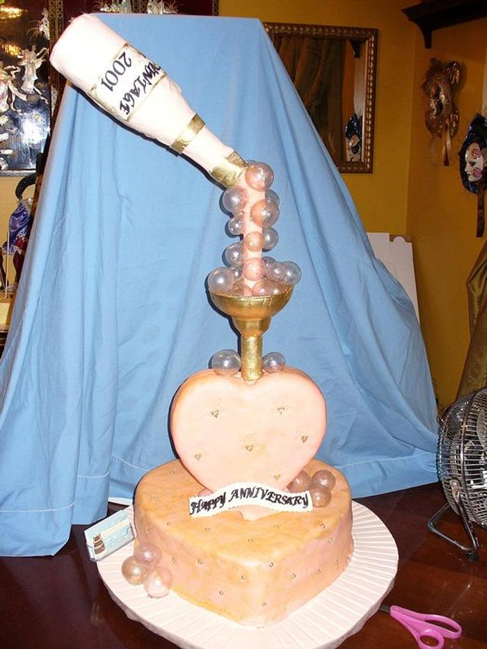 hearts and champagne cake