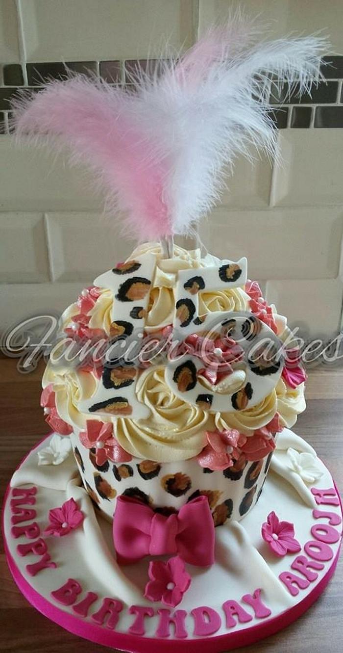Leopard print giant cupcake