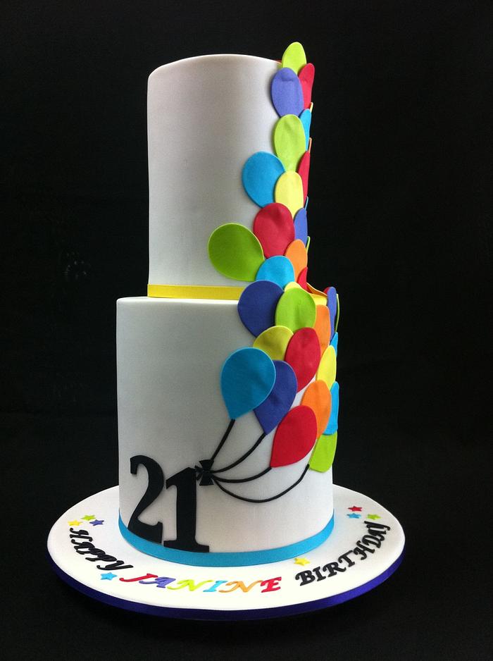 Rainbow balloon birthday cake 