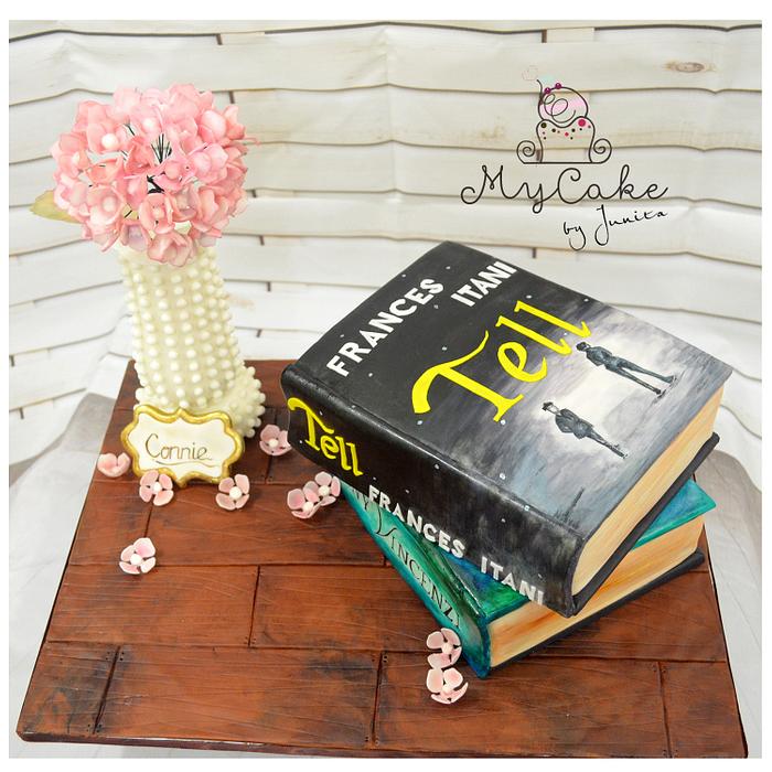 Book Cake with flower vase