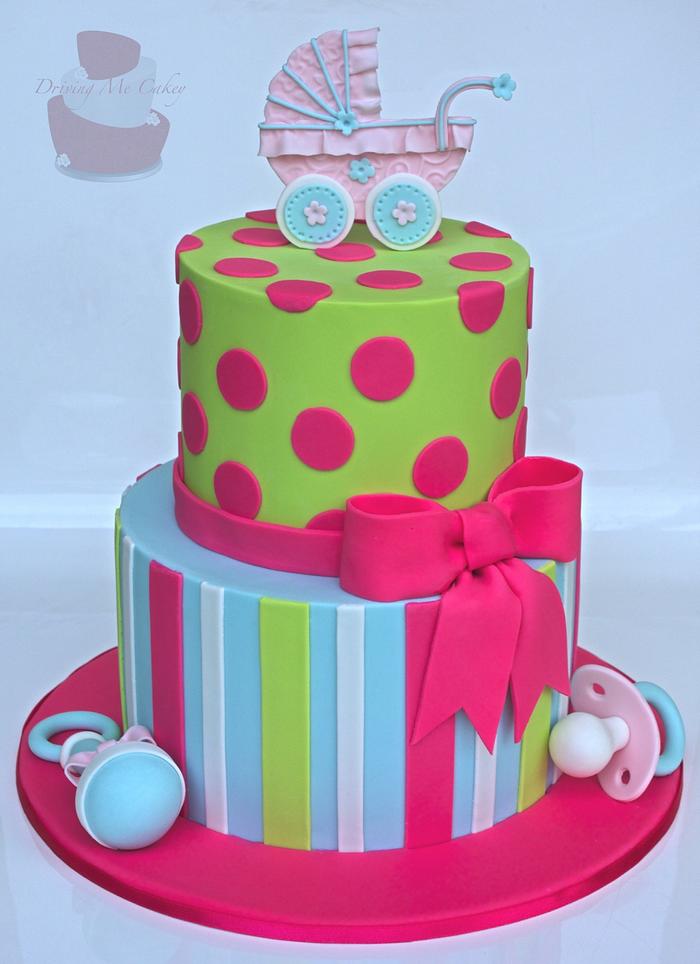 Bright and Girly Baby Shower Cake