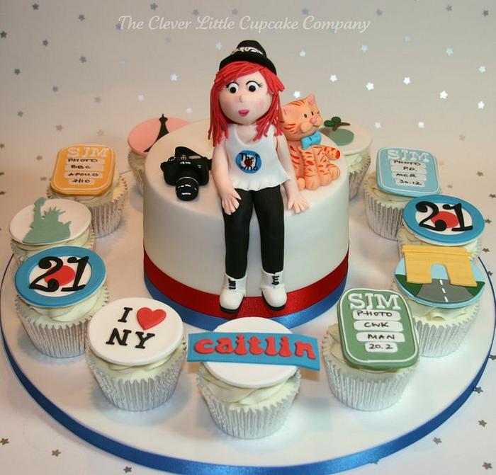 21st Birthday Cake and Cupcakes