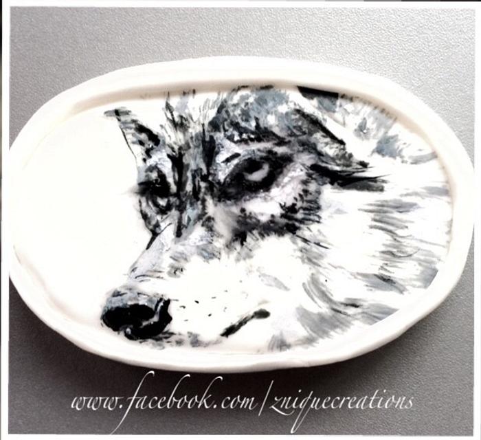 Hand-painted Wolf cookie