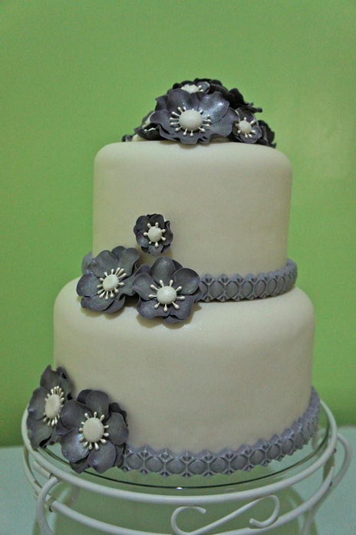 Silver Grey Themed Cake