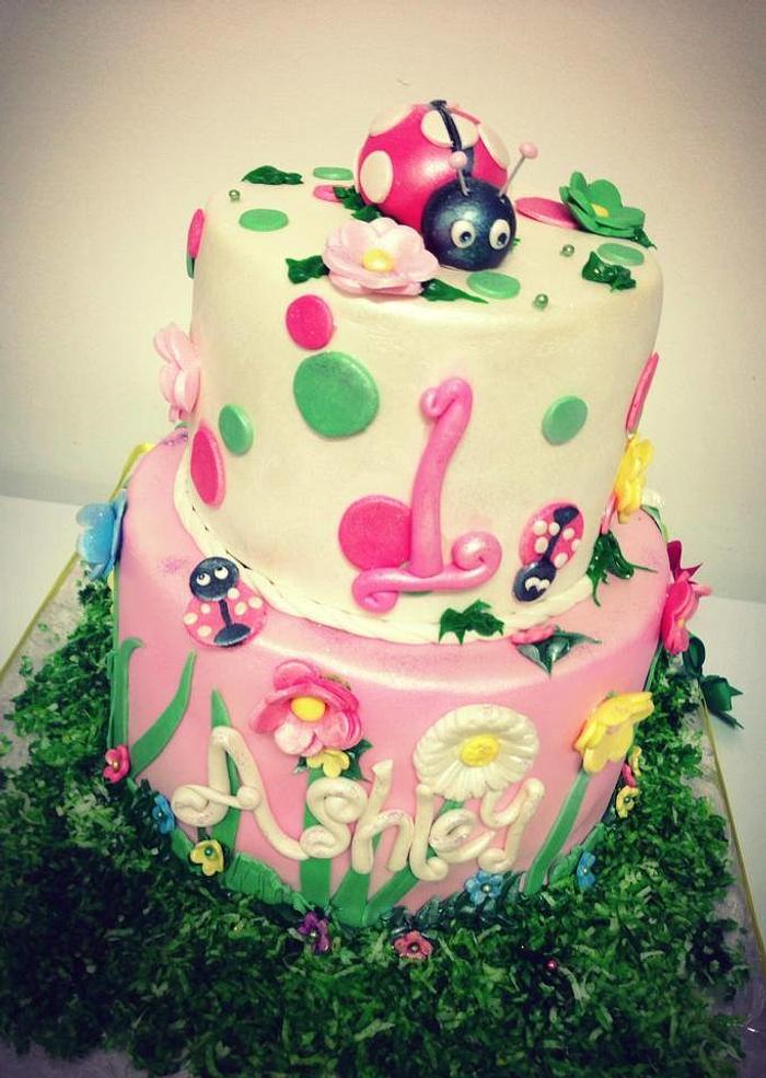 1st Birthday Cake Ladybug themed 