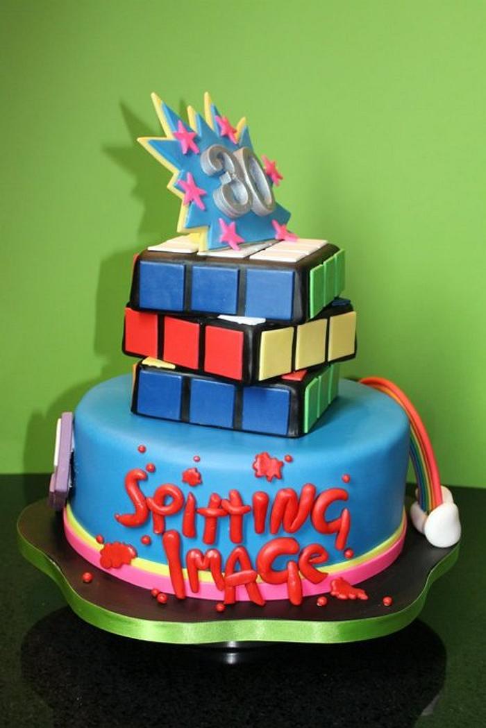 80's themed tiered cake.