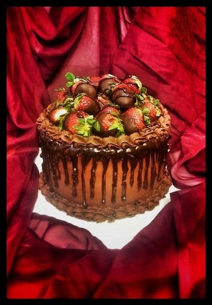 chocolate covered strawberry cake