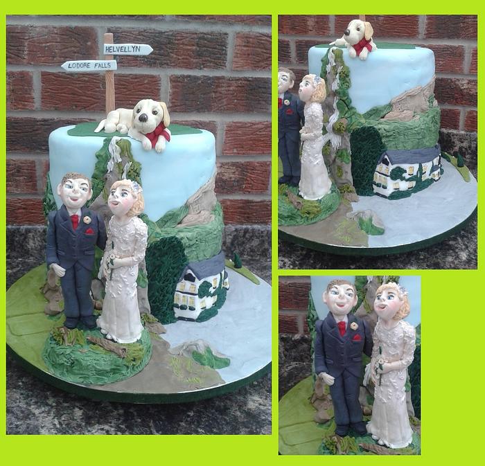 Water fall and Mountain Wedding cake
