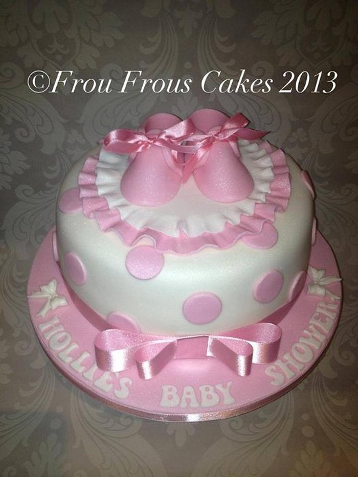 Pretty in Pink Bootee Baby Shower Cake and Cupcakes
