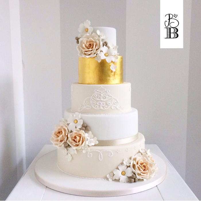 Gold leaf wedding cake