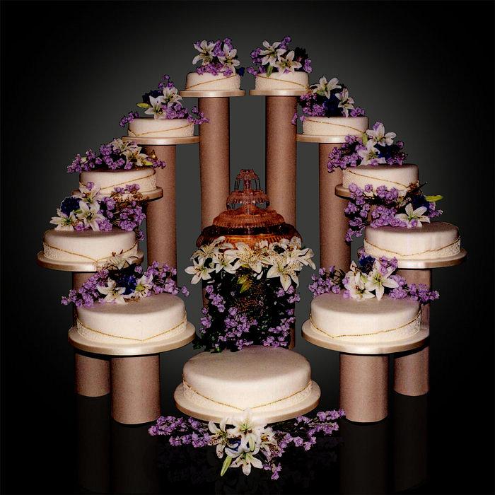 Multi tiered wedding cake