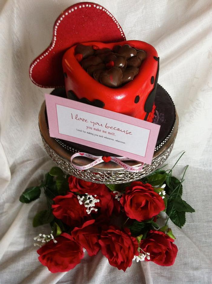 Valentines day chocolate heart box