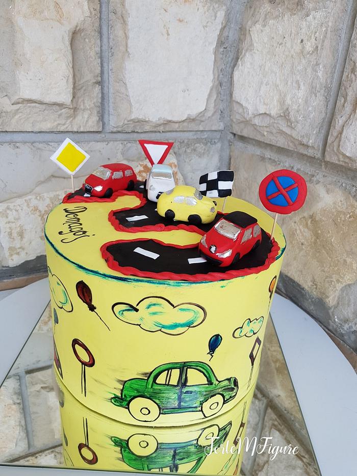 HandBday cars cake 