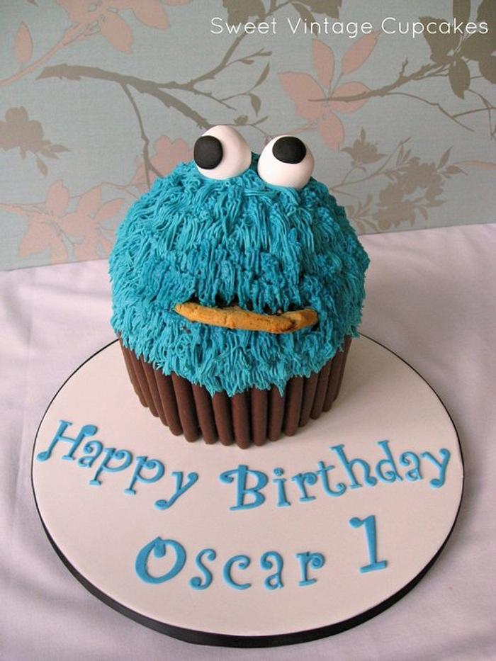 Cookie Monster Giant Cupcake