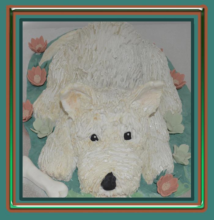 White Terrier Dog Cake