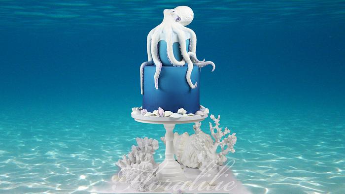 Octopus Cake for Under The Sea Sugar Art Collab