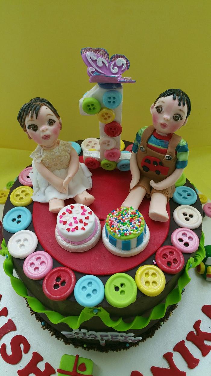 1st Birthday Cake for Twins 👫