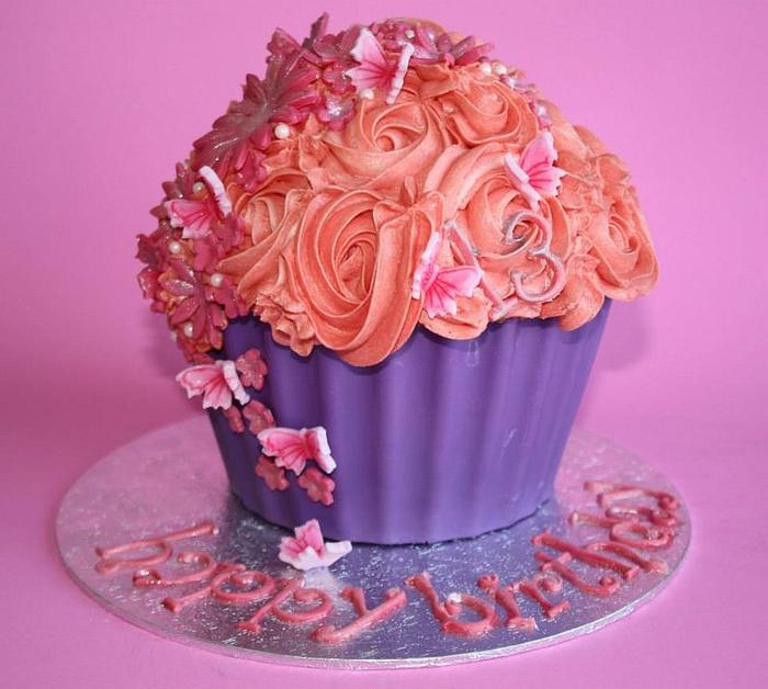 Pink and Purple Giant Cupcake