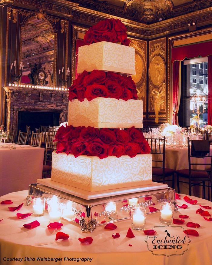 Romantic Brocade Wedding Cake
