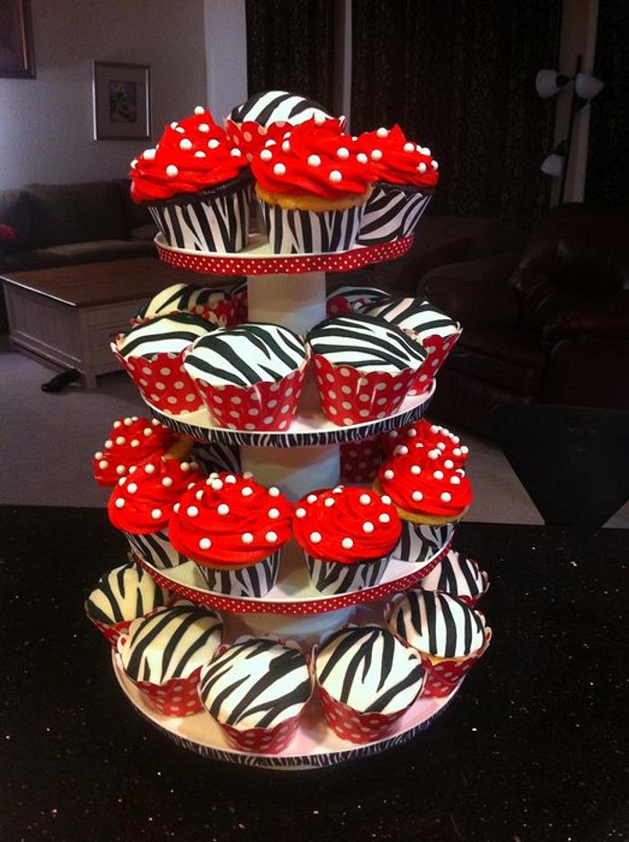 Polka Dot Zebra Cup Cakes